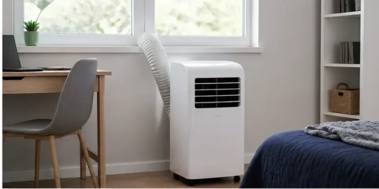 Kleine mobiele airco in een compacte kamer