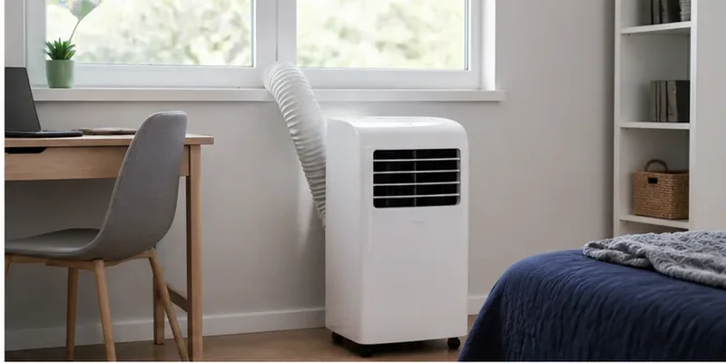 Kleine mobiele airco in een compacte kamer